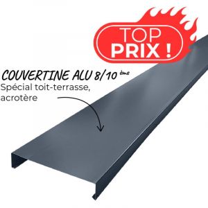 Couvertine 3m ECO50 en alu 8/10&egrave;me pour acrot&egrave;re toit-terrasse - Gris Anthracite - RAL 7016 - Longueur 3 m lin&eacute;aires - ALUHOME