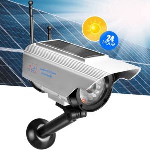 Caméra factice argentée de surveillance de sécurité extérieure de caméra LED d'énergie solaire