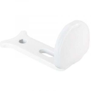 Butée d'espagnolette blanche – Aluminium et composite – Avec protection caoutchouc – Pour volet battant – Fixation tringle – Résistante et anti-choc