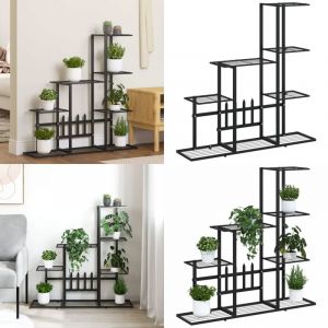 Vidaxl - Support pour plantes 94,5x25x88 cm Noir M&eacute;tal - Support Plante - Jardinerie - Rangement Ext&eacute;rieur - D&eacute;coration Jardin - Fleur Pot - Home &