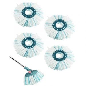 Lot de 4 t&ecirc;tes de balai de rechange compatibles avec les serpill&egrave;res Leifheit Clean Twist Disc Mop en microfibre durable tr&egrave;s absorbante pour