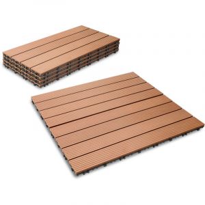 Wolketon Dalle de terrasse Dalles en bois composite WPC 60 x 30 cm Dalles clipsables jardin ext&eacute;rieur 6x jaune-brun