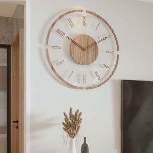 Horloge murale de style d&eacute;coratif Vintage en bois d&eacute;cor &agrave; la maison horloge murale ronde conception ajour&eacute;e horloge d'art moderne