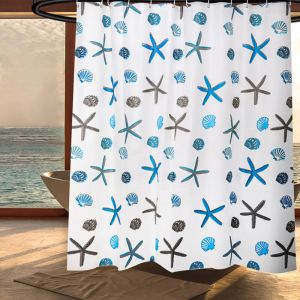 Rideau de douche Rideaux de Douche en &Eacute;toile de Mer R&eacute;sistant &agrave; Moisissure Anti Bact&eacute;rien Imperm&eacute;able Bleu - 80x180CM