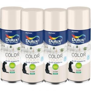 Dulux Valentine - Maxi Pack 4 - Peinture aérosol Color Touch Multi-Supports - Satin Lin Clair 400 ml