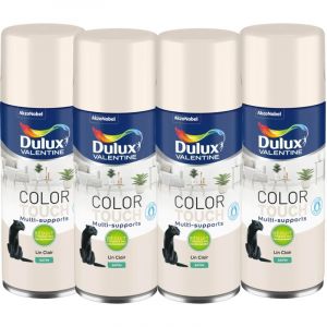 Dulux Valentine - Maxi Pack 4 - Peinture aérosol Color Touch Multi-Supports - Satin Lin Clair 400 ml Lin clair