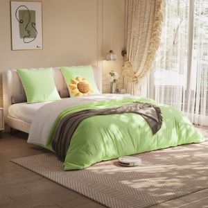 Parure de Lit 4 Pièces, Housse de Couette 140x210cm, Drap Housse 140x200x30cm, avec 2 taies d'oreillers 80x80cm en Polyester Microfibre, Haute