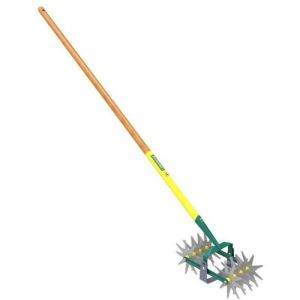 Grattoir oscillant + double &eacute;mietteur naturOvert manche bois 100% PEFC 150 cm