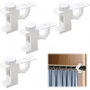4 Pi&egrave;ces Support de Support de Pince Porte-Rideaux,Support De Support De Pince Porte-Rideaux,Barre Transversale R&eacute;glable Tringle &agrave; Rideaux Stockage