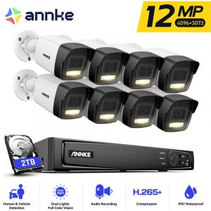 12MP Kit de Videosurveillance Vision Nocturne Caméra PoE Détection Mouvement Caméra Kit de Surveillance Protection poe Sécurité Caméra - 2TB - Annke