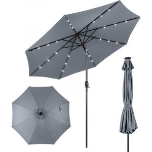Costway - Parasol de Jardin Extérieur ø 300 cm, Parasol Inclinable Lumineux Solaire avec 24 led, Parasol Droit avec Manivelle et 8 Baleines