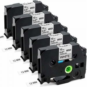 Ruban Cassette Compatible Brother Ptouch 1000 Ruban TZe-231 TZe231 12mm 0.47 Noir sur Blanc, Recharge pour Brother P touch 1000 PT-H107 H200 H100LB