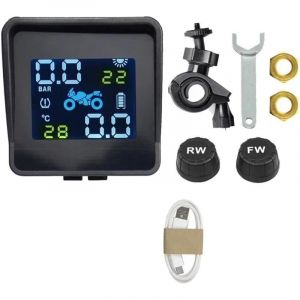 Syst&egrave;me de Surveillance de la Temp&eacute;rature et de la Pression des Pneus de Moto &agrave; &Eacute;nergie Solaire Kit de Capteur TPMS Charge USB pour la Pression des
