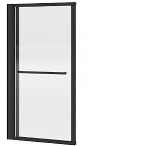 Pare baignoire pivotant et relevable avec porte serviette - Noir mat - 120 x 140 cm - VESLIRA