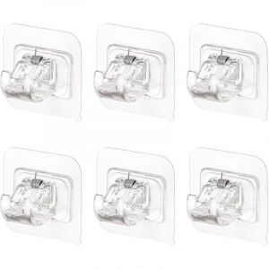 Lot de 6 Crochets Support De Tringle &agrave; Rideau Auto-Adh&eacute;Sif Support Tringle Rideaux sans Percage Tringle &agrave; Rideau R&eacute;glable pour Rideaux Suspendus Ou