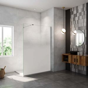 [PRODUIT D'OCCASION]AICA paroi de douche &agrave; l'italienne 90x200cm Mod&egrave;le Brume avec barre de stabilisation 73-120cm en carr&eacute; Paroi lat&eacute;rale fixe en 8mm