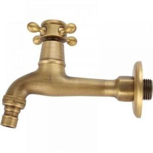 G&eacute;n&eacute;rique Antique Robinet En Laiton Poign&eacute;e Lessive Salle De Bains Montage Mural Lave-linge Robinet Ext&eacute;rieur Jardin Tuyau Simple Robinet Froid Long