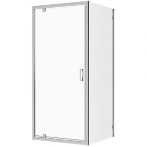 Paroi de douche 80x80 cm Porte battante d'angle et paroi fixe Profilés en aluminium chromé Verre transparent 6mm h190 - Réversible Mod. Apulia