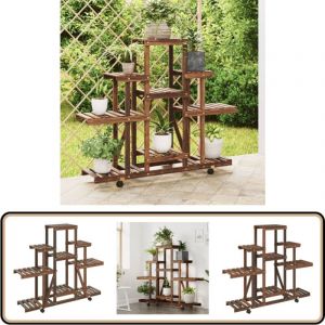 Vidaxl - Support à fleurs avec roues 110x25x101 cm bois massif de sapin - Support Plante - Jardinerie - Meuble Extérieur - Rangement Jardin - Pot