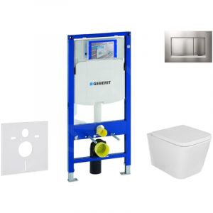 Duofix - Set de bâti-support, cuvette Edge Arkas et abattant softclose, plaque de déclenchement Sigma30, chrome mat/chrome SANI11CA1113 - Geberit