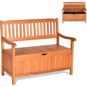 Relax4life - Banc de Jardin en Bois Massif avec Espace de Rangement, Banc avec Dossier et Accoudoirs, Coffre de Jardin avec Sac Étanche, Capacité de