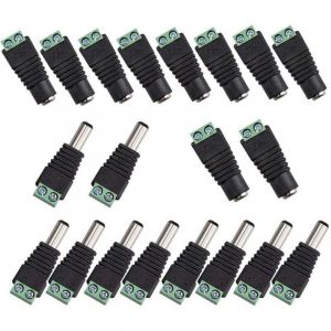 20Pcs DC d'alimentation Connecteur Mâle/Femelle 2,1 x 5,5 mm Fiche 12V Prise Jack Adaptateurs, pour Prise pour caméra de DVR Système de sécurité