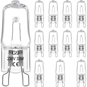 12 Pi&egrave;ces Ampoule Halog&egrave;ne G9 33w 230V, Ampoule G9 Dimmable Blanc Chaud 2800K, Ampoule Four 300 Degr&eacute;, Pour L'ampoule Du Four, Le Four &Agrave; Micro-Ondes,