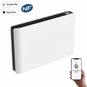 Radiateur &eacute;lectrique connect&eacute; 1500W double syst&egrave;me de chauffe horizontal Blanc Molia