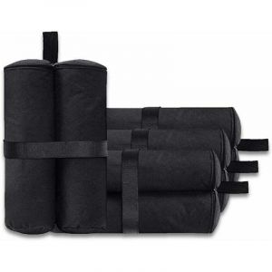 Lot de 4 sacs de lestage pour tonnelle - Pour auvent, tente - Sacs de lestage pour le sable - Pour ext&eacute;rieur instantan&eacute; - Pieds lest&eacute;s - Noir (style