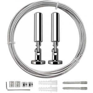 5m Tringle &agrave; rideaux Kit, C&acirc;ble en Acier pour Rideau, pour Rideau, corde &agrave; linge de balcon,Argent