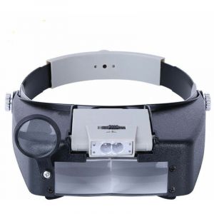 Bandeau Loupe Horloger Mains Libres Loupe avec Lumi&egrave;re Casque Loupe Grossissante avec LED Lumi&egrave;re, pour Horloger, Bijoutier, Lecture