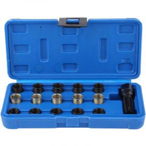 Eosnow 16 pi&egrave;ces Kit d'outils de r&eacute;paration de filetage de bougie d'allumage,Taille du filetage M14 x 1,25mm,Taille du taraud M16 x 1,25mm,avec &eacute;tui