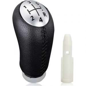 Pommeaux de leviers de vitesse manuel 5 vitesses pour Renault Clio III 2005-09, Megane 2 Laguna 2003-09, Noir Cuir, avec Adaptateur