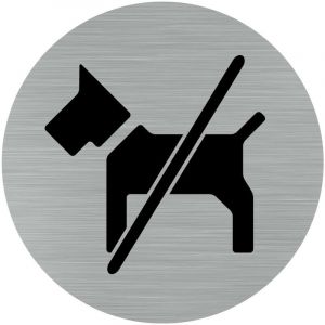 Signaletique.biz France - Pictogramme Interdit aux Chiens (Q0165).- Plaque aluminium brossé - Diamètre 83 mm