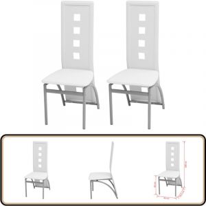Vidaxl - Chaises à manger lot de 2 blanc similicuir - Chaise De Salle à Manger - Chaise Moderne - Chaise Confortable - Chaise Blanche - Chaise En