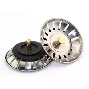 Pi&egrave;ces Bouchon Evier Cuisine INOX - Filtre Evier Universel (Dia: 78MM), Bonde Evier avec 18 Fentes, Grille Evier Antiblocage, Panier pour Evier