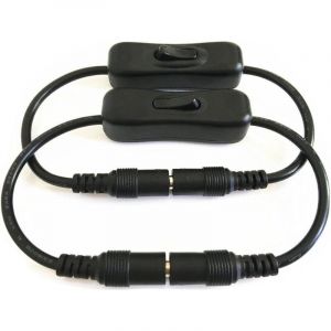 Lot de 2 interrupteurs &agrave; bascule noirs 12 V CC (fiche 5,5 mm x 2,1 mm, m&acirc;le/femelle) avec rallonge &eacute;lectrique et c&acirc;ble d'alimentation.