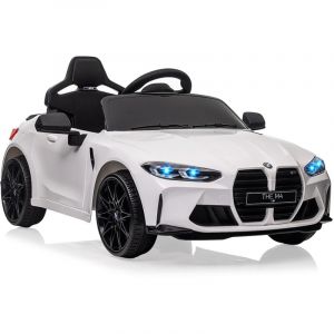 Voiture Électrique Enfant sous Licence bmw M4 avec Télécommandé,Véhicule Électrique 12V pour Enfants Vitesses 3 Km/h,Klaxon,LED
