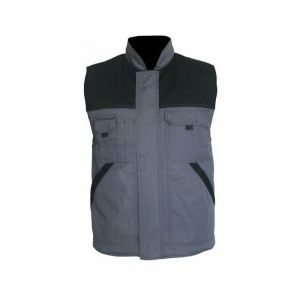 PBV - Gilet typhon sans manche double ouate et polaire gris-noir