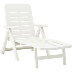 Bonnevie - Bain de soleil pliable Chaise de jardin - Transat de jardin Plastique Blanc BV411715