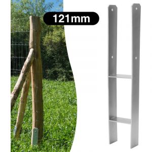 Swanew - 6x Ancrage de poteau Ancrage en h ancre pour abris de voiture,maisons sur pilotis durable H-ancre Ancrage de poteau encastré 121MM