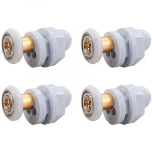 Roulettes Porte de Douche, 4 Pi&egrave;ces Roulette Porte Coulissante Douche en Laiton, Roulette Porte Coulissante, pour Remplacement de Douche Coulissante