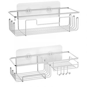 Vtizikl Panier de Douche en acier Inoxydable, &eacute;tag&egrave;re de Douche sans Per&ccedil;age, &eacute;tag&egrave;re de Douche &agrave; Accrocher, &eacute;tag&egrave;re de Salle de Bain Antirouille