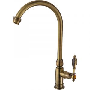 Robinet De Cuisine Mitigeur Robinet Laiton Bross&eacute; Eau Froide Robinet Rotatif Lavabo Robinet De Lavabo Pour Vasque Et Lave Mains Bronze Antique
