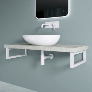 Doporro - 2 Pièces Équerre de Fixation Blanc Plan de Toilette Étagère Tablette Murale Porte-Serviette en Acier Inoxydable 45x3x15cm WH01