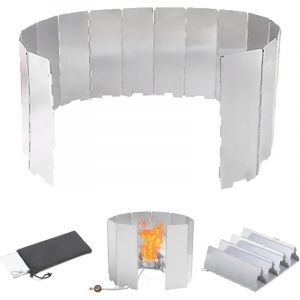 16 Plaques Pare-Vent Pliable Aluminium, Pare-Vent Rechaud Assiettes, Portable Pare-Vent de Camping, Pare-Brise de Camping Portable pour Le Camping et