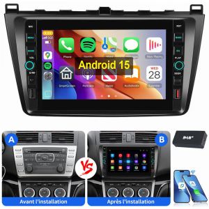 Pour Mazda 6 GH GG 2007-2012 Android 15 Autoradio USB Type-C GPS RDS Carplay 4+64G DAB