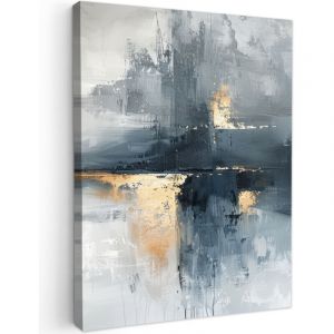 TABLEAU SUR TOILE Art - Gris - Or - Abstrait Tableau Moderne 30x40 cm