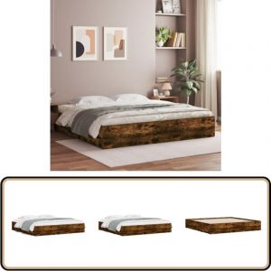Vidaxl - Cadre de lit avec tiroirs sans matelas chêne fumé 180x200 cm - Cadre De Lit - Lit Double - Tiroir Lit - Lit Design - Meuble Chambre