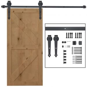 Eifson - Porte coulissante 200 cm, porte coulissante bois massif, avec rails de guidage, roulettes, butée de rail de guidage, boulons d'ancrage, kit